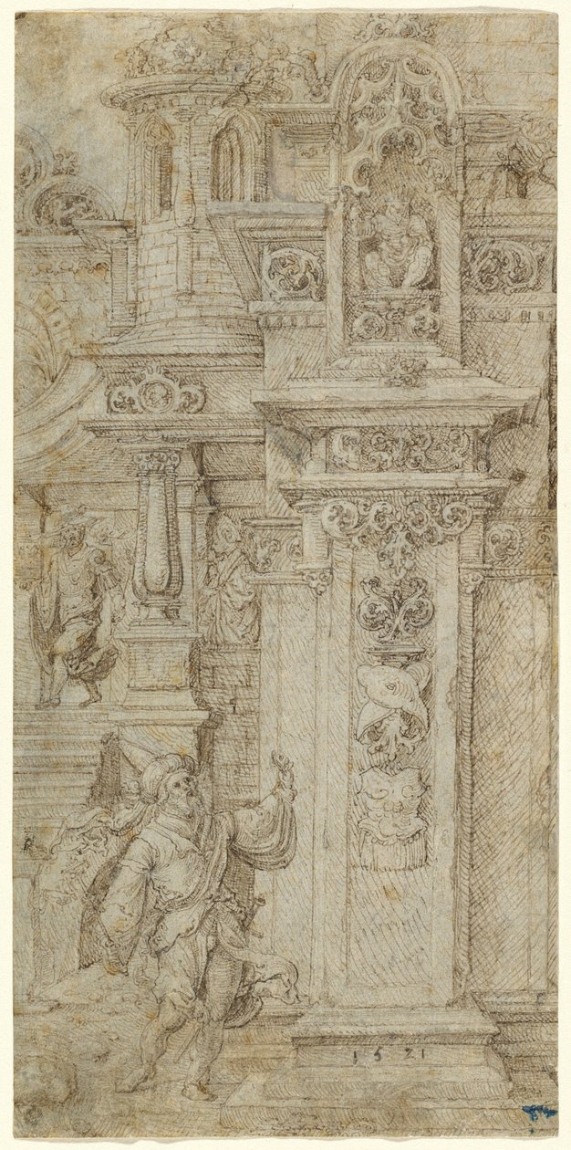 两位国王和一位女士离开精致的宫殿 作者 扬·高萨特（Jan Gossaert）
