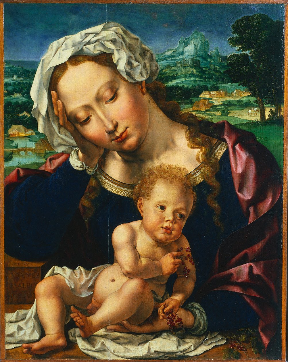 风景中的圣母和圣婴 作者 扬·高萨特（Jan Gossaert）