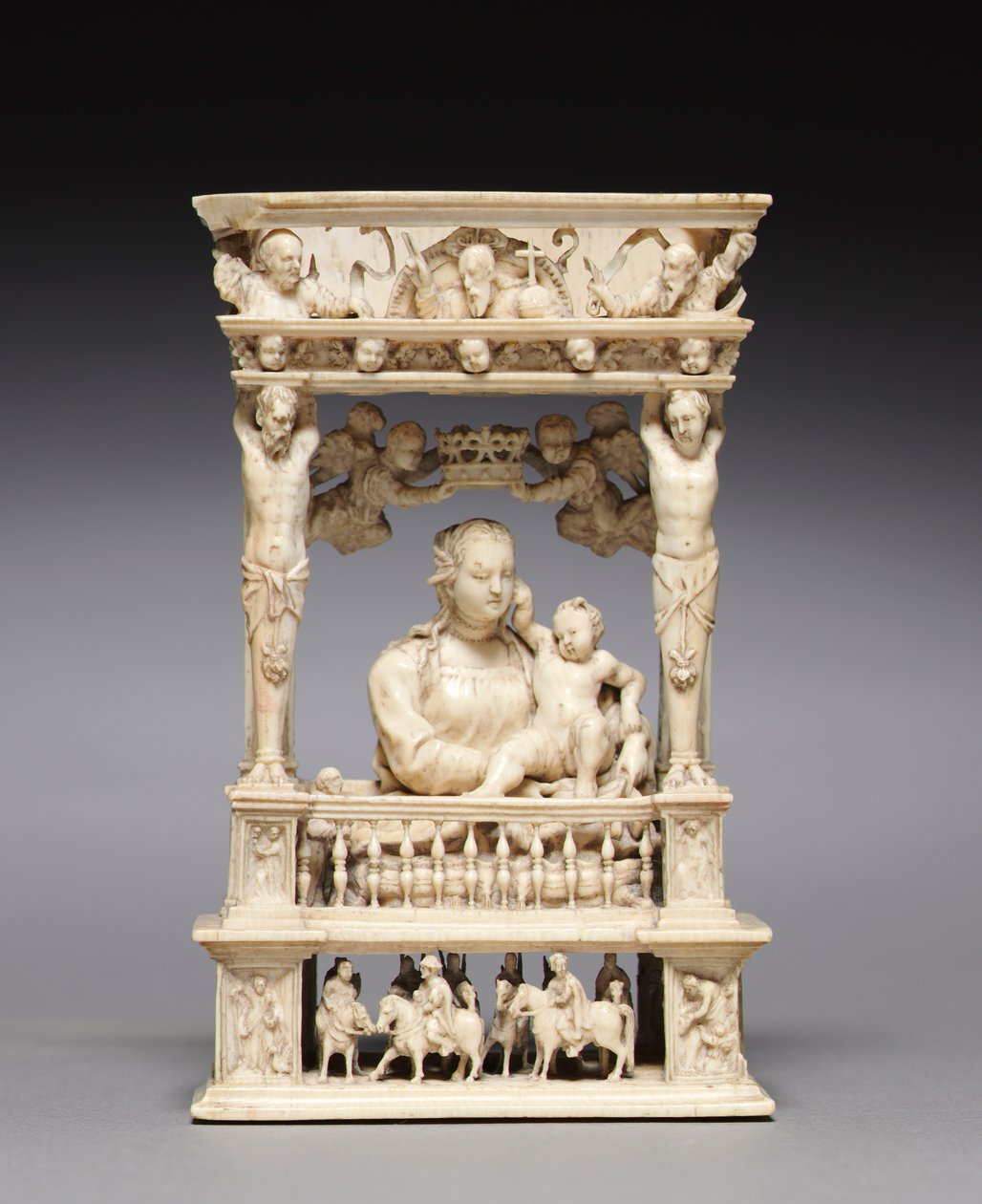 建筑框架中的维尔京和儿童，c。 1530-1540。 作者 扬·高萨特（Jan Gossaert）