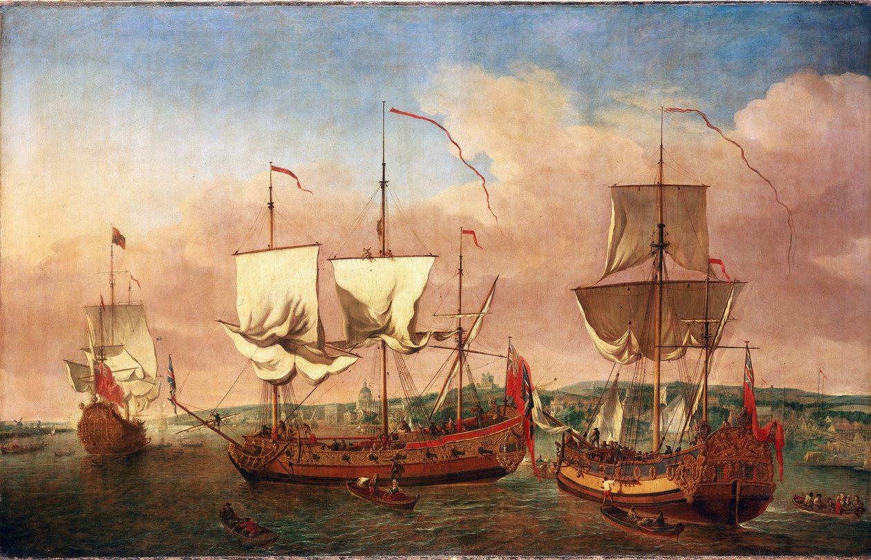 佩格林号 "和其他皇家船只，格林威治附近，约 1710 年。布面油画，约 1710-1715 年，作者 Jan Griffier（1645-1718 年）。 作者 扬·格里菲尔（Jan Griffier）