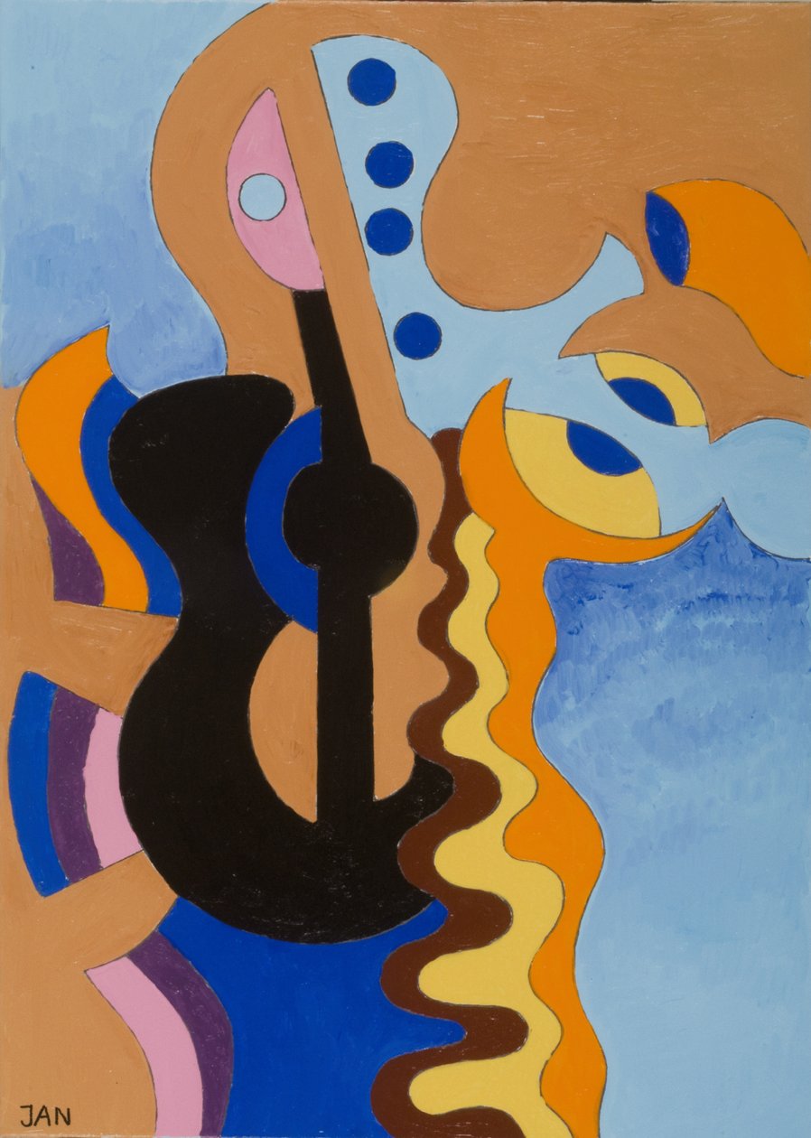 黑吉他，2009年（布面油画） 作者 扬·格罗内伯格