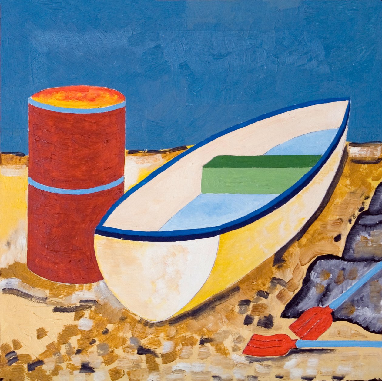 船和桶，2005年（木板油画） 作者 扬·格罗内伯格