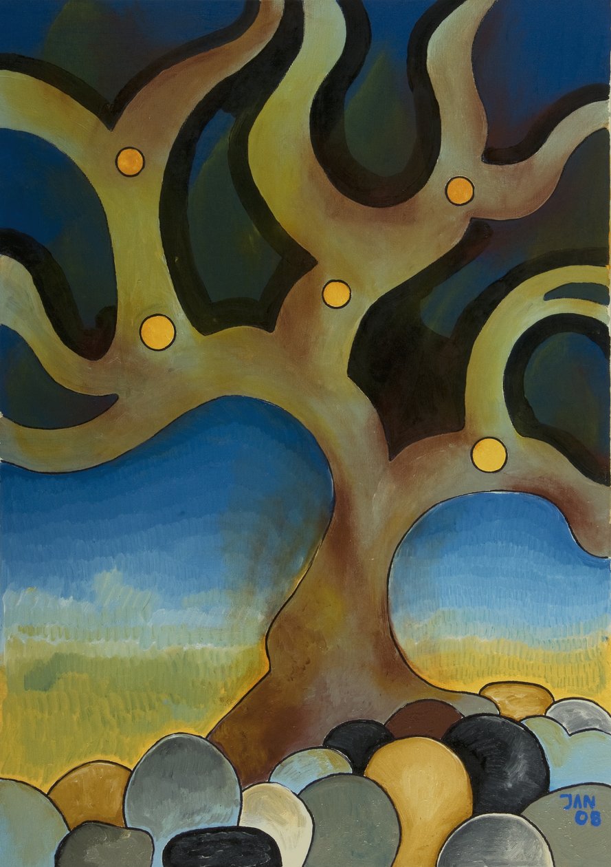 烧焦的树，2008（布面油画） 作者 扬·格罗内伯格