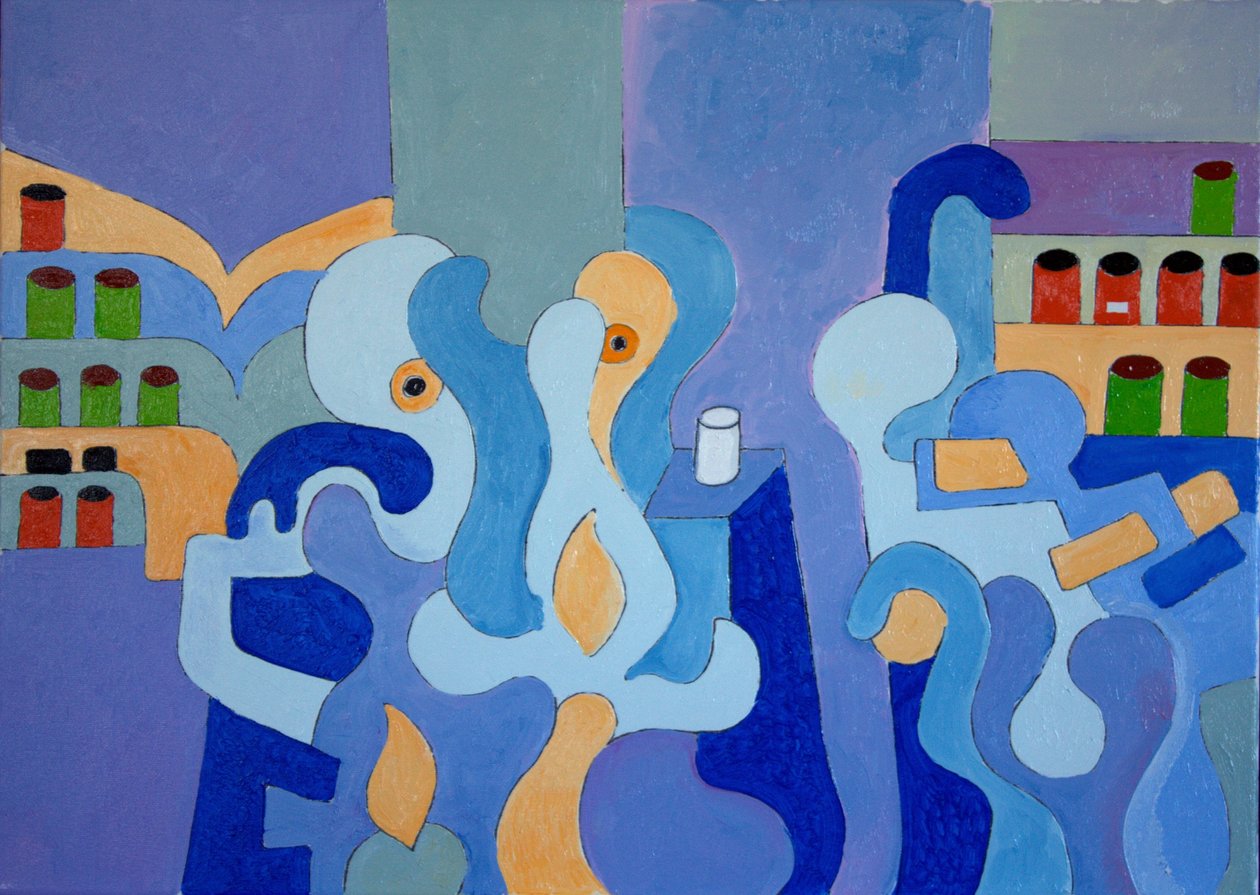 药房内》，2009年（布面油画） 作者 扬·格罗内伯格