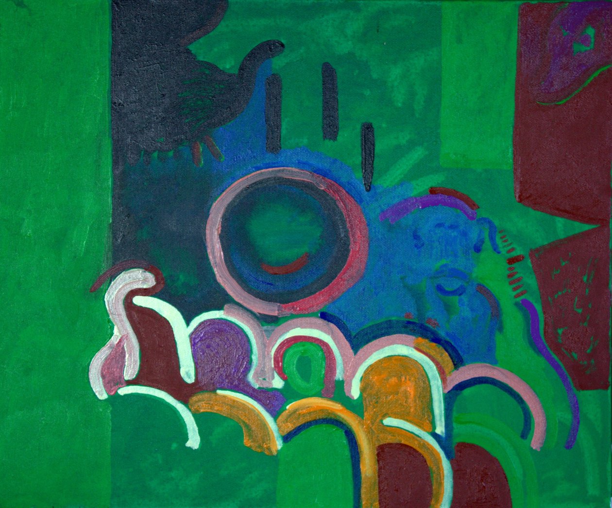 等待钢琴师的无声电影，2009年（布面油画） 作者 扬·格罗内伯格
