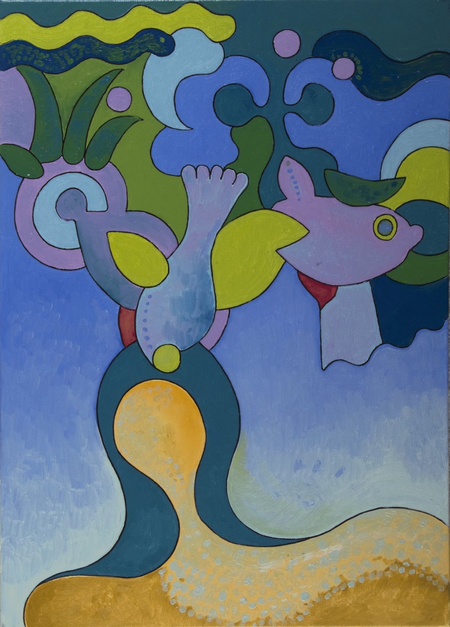 污染水域中的小美人鱼，2007（布面油画） 作者 扬·格罗内伯格