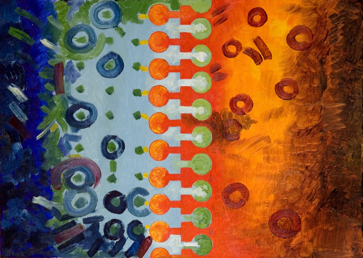 连接冷与热的拉链，2006年（木板油画） 作者 扬·格罗内伯格