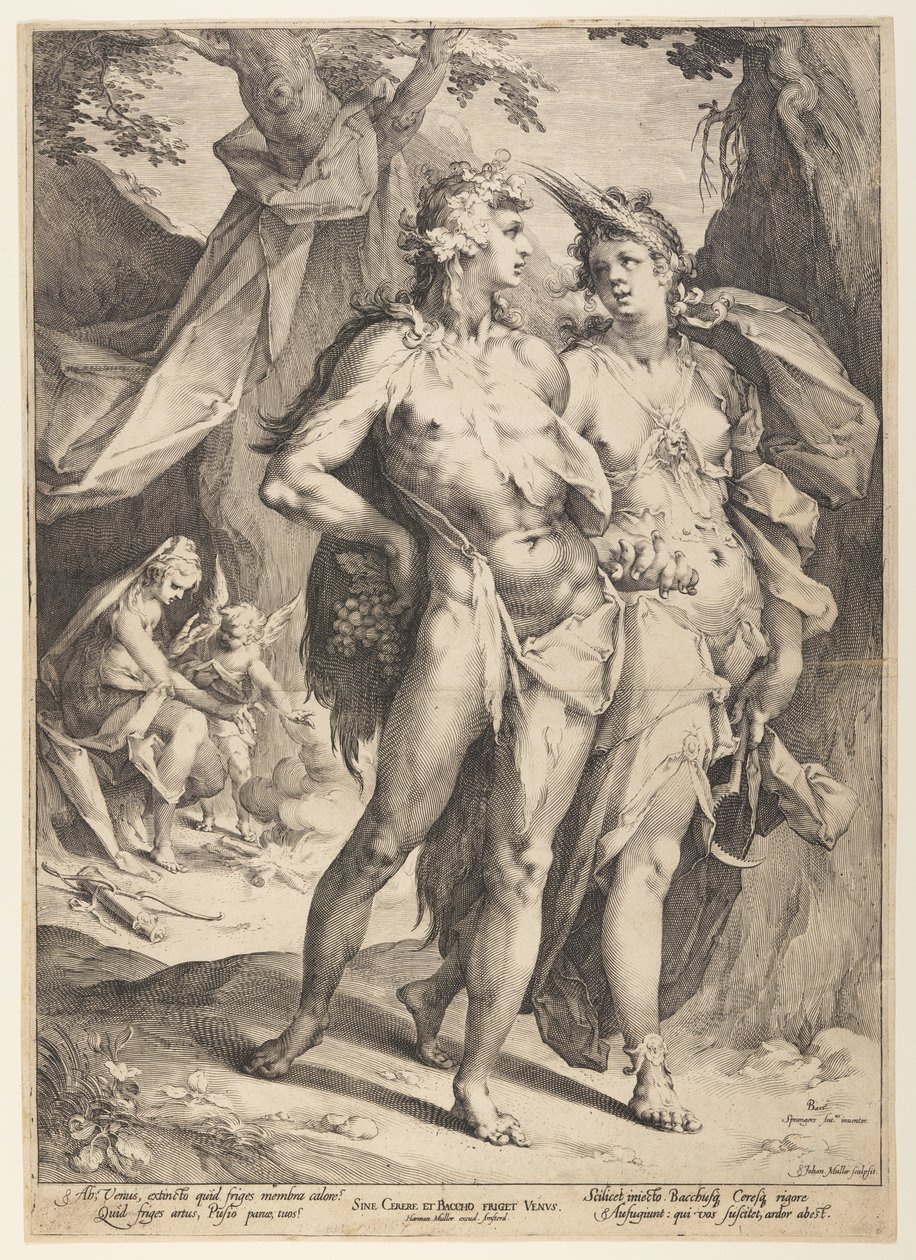 巴克斯和谷神离开金星（Sine Cerere et Baccho Friget Venus） 作者 扬·哈曼斯（Jan Harmensz）。穆勒
