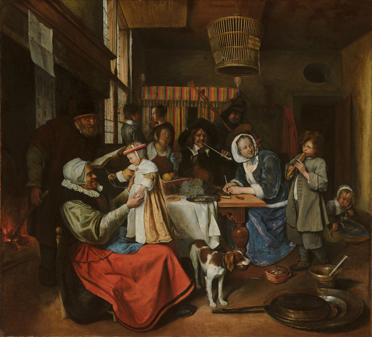 就像老唱歌一样，年轻的管道，约1663-5年 作者 扬·哈维克斯（Jan Havicksz）。斯汀