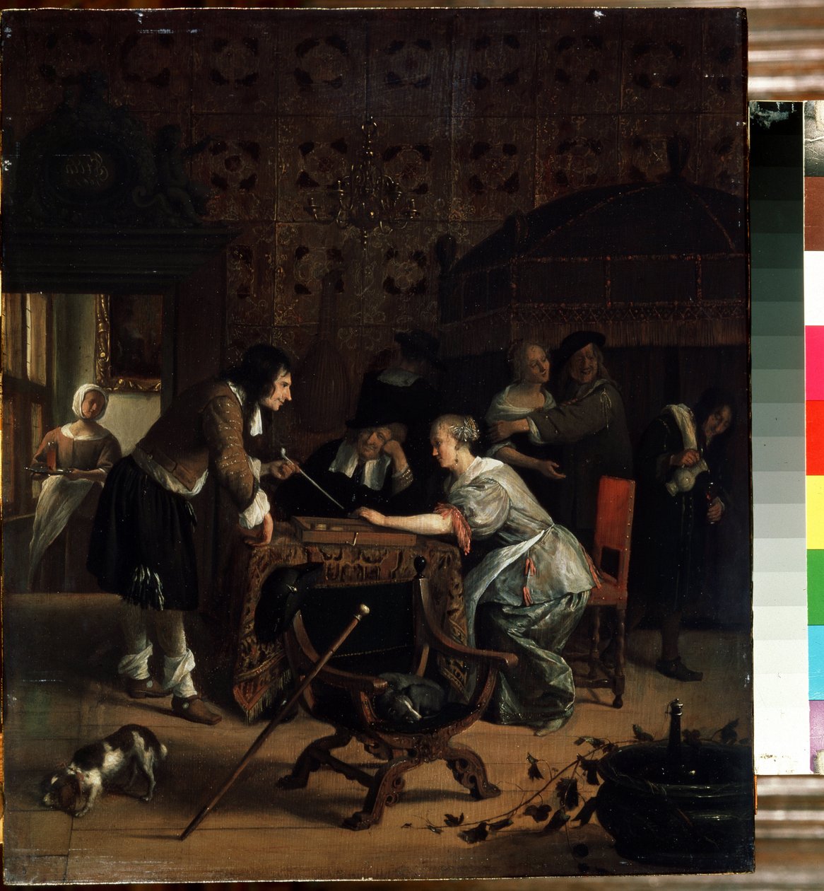 三轨球员。绘画作者：扬-哈维克斯-斯泰恩（1626-1679 年）。木板油画，45.5 x 39 厘米 作者 扬·哈维克斯（Jan Havicksz）。斯汀