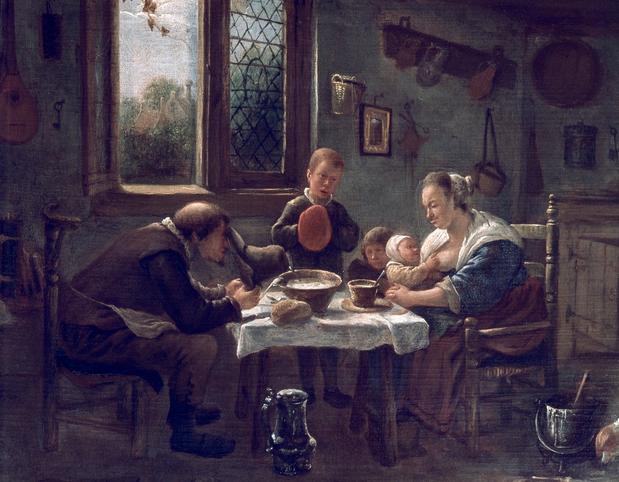扬-斯蒂恩（1626-1679）的午餐前祈祷词 作者 扬·哈维克斯（Jan Havicksz）。斯汀