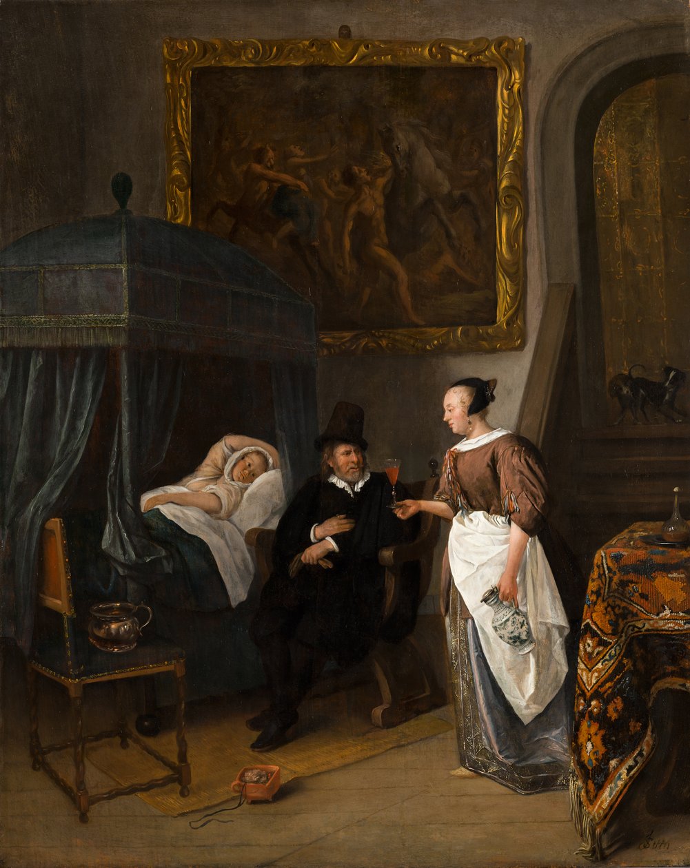 医生的来访，c.1665-8 作者 扬·哈维克斯（Jan Havicksz）。斯汀