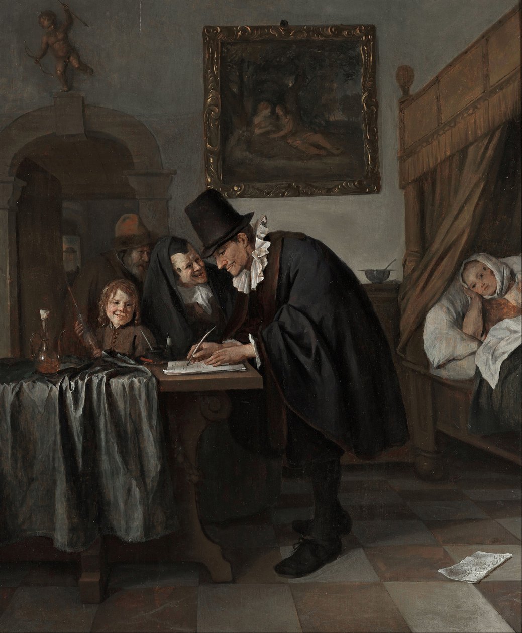医生出诊》，约 1665 年（木板油画） 作者 扬·哈维克斯（Jan Havicksz）。斯汀