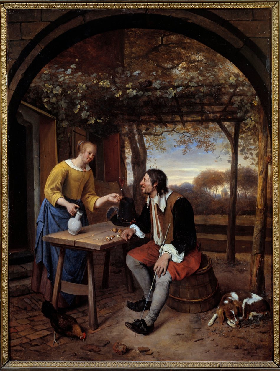 扬-斯蒂恩（1626-1679）的《旅行者的休息》画作 作者 扬·哈维克斯（Jan Havicksz）。斯汀