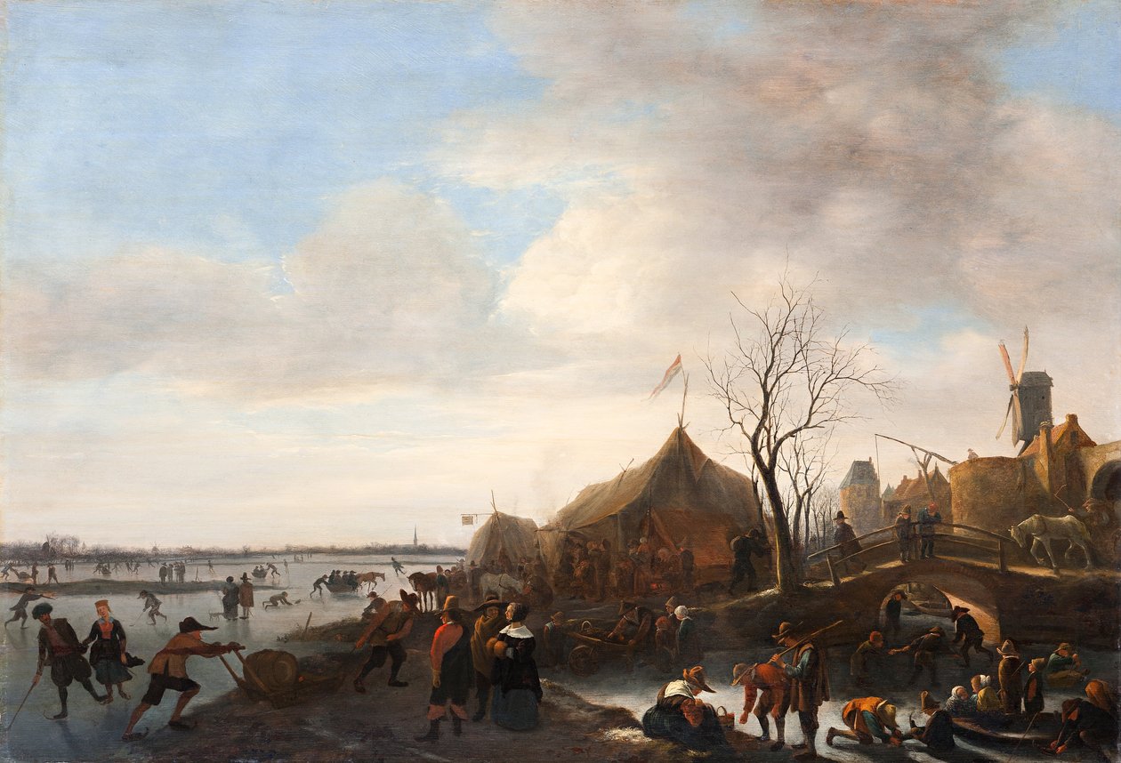 冬季场景，约1650年（面板上的油） 作者 扬·哈维克斯（Jan Havicksz）。斯汀