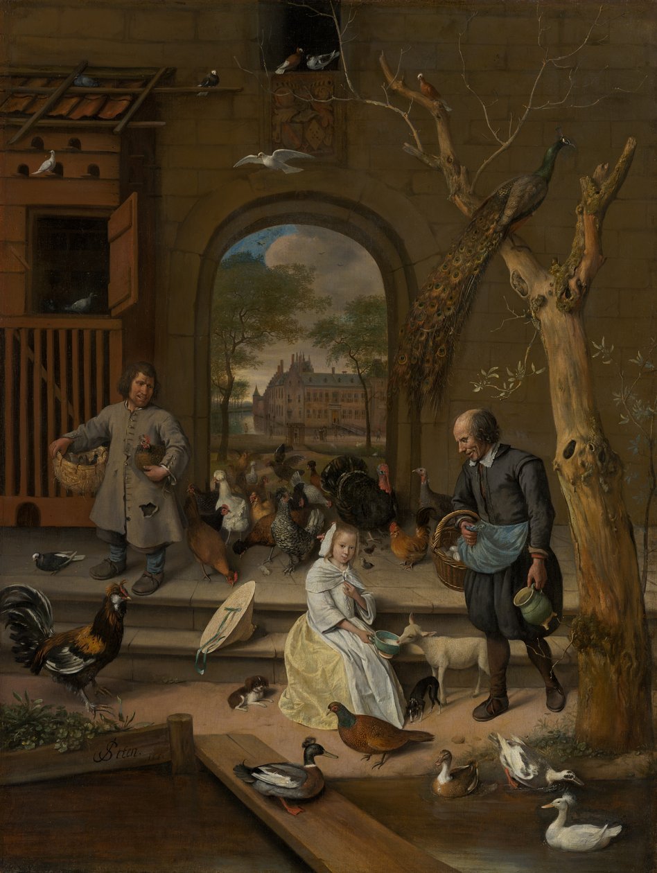 Jacoba Maria van Wassenaer（1654-1683）的肖像，被称为The Poultry Yard，1660 作者 扬·哈维克斯佐恩·斯汀