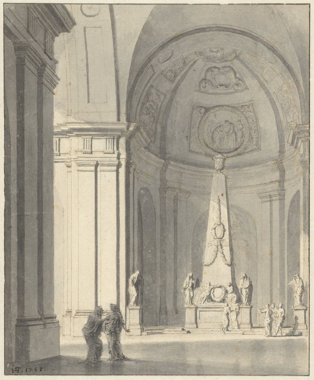 带墓碑的大拱顶大厅 作者 Jan Hendrik Troost van Groenendoelen