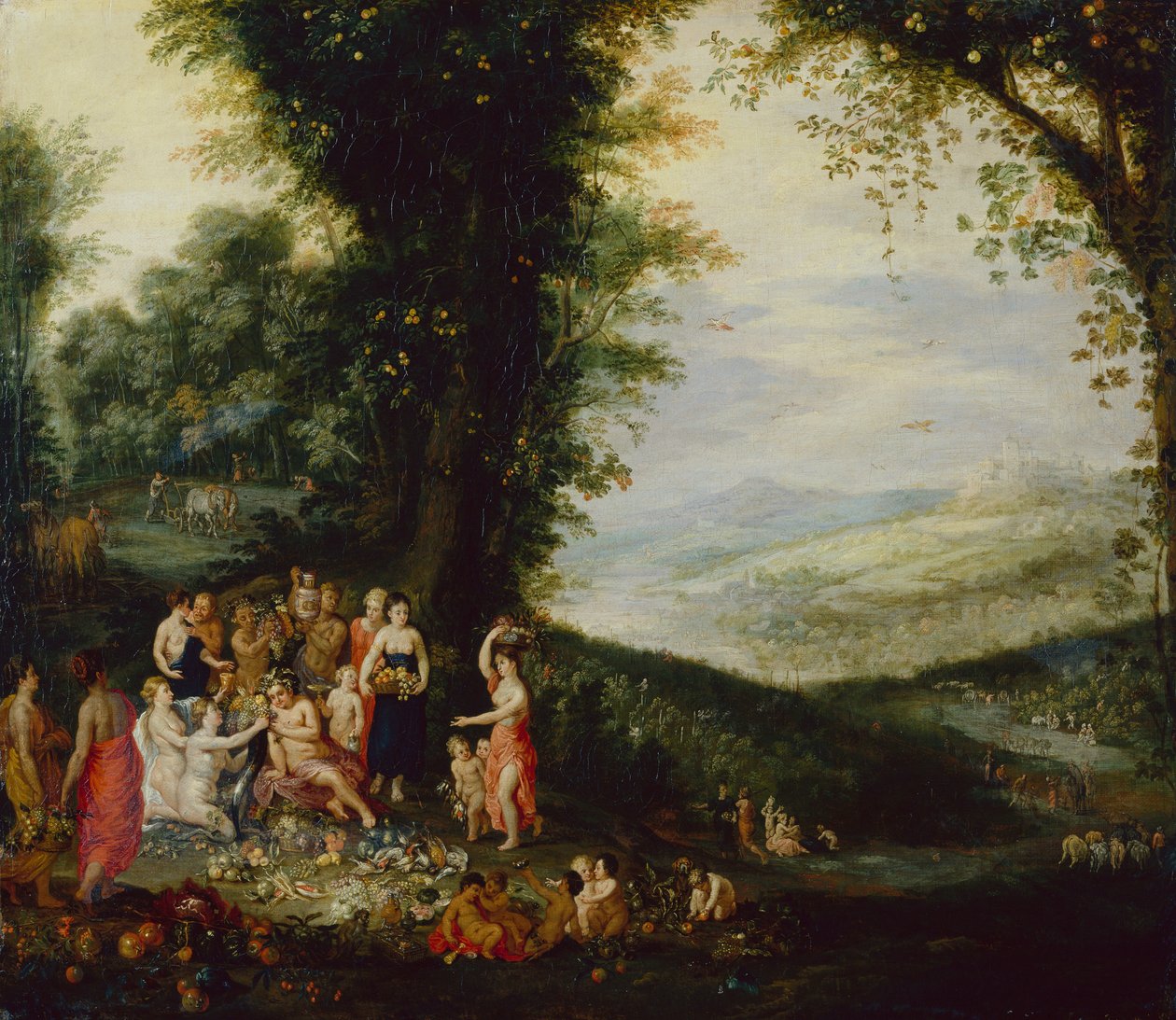 巴克斯的胜利》（面板油画） 作者 Jan II 和 Balen Jan van Brueghel