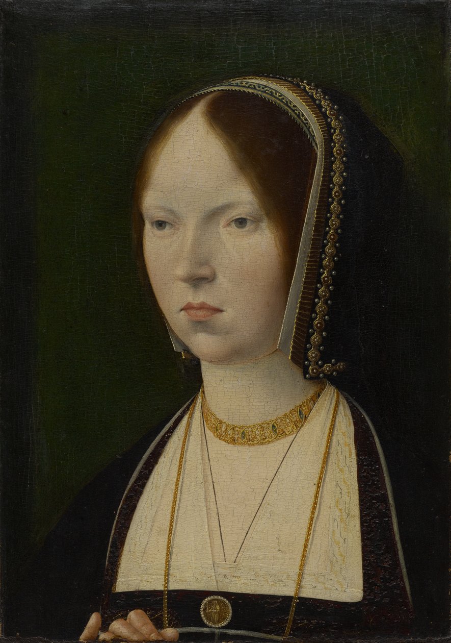 一位妇女，传统上被认定为卡斯蒂利亚的伊莎贝拉一世，约 1492-97 年（油画，镶板） 作者 扬二世教务长