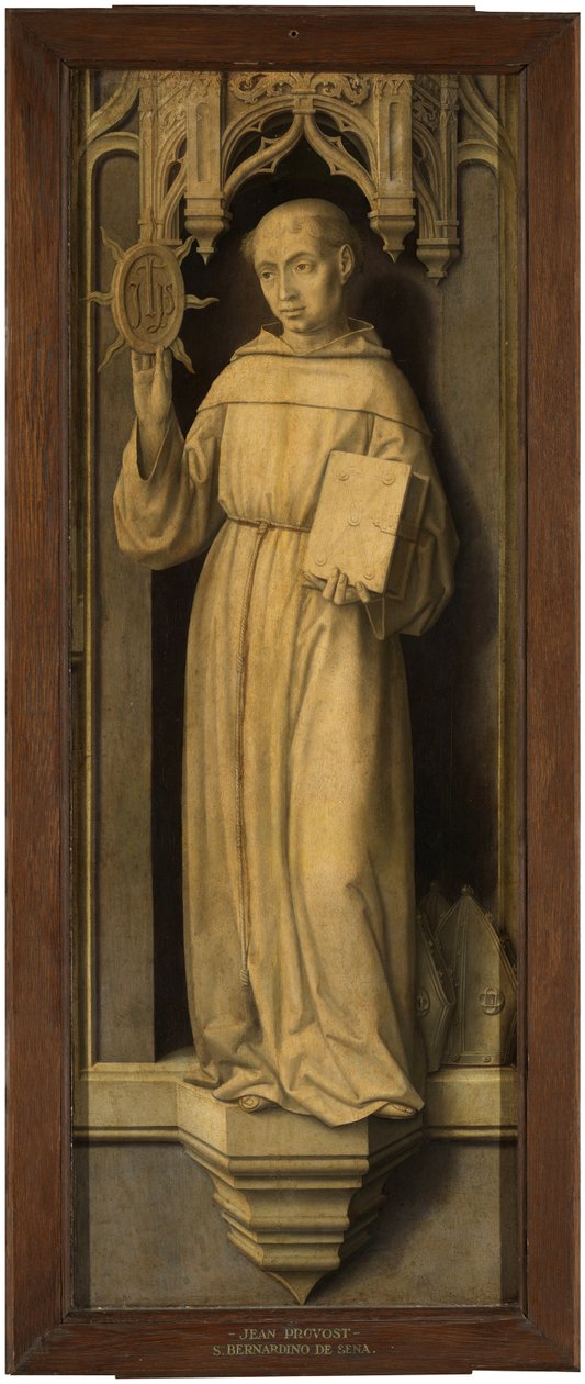 "Saint Bernardin de Sienne（1380-1444）"(Saint Bernardino of Siena)Peinture de Jan Provost (Provost) (1465-1529) - 约1510 - 木板油画 Dim 123x45 cm 普拉多博物馆，马德里 作者 扬二世教务长
