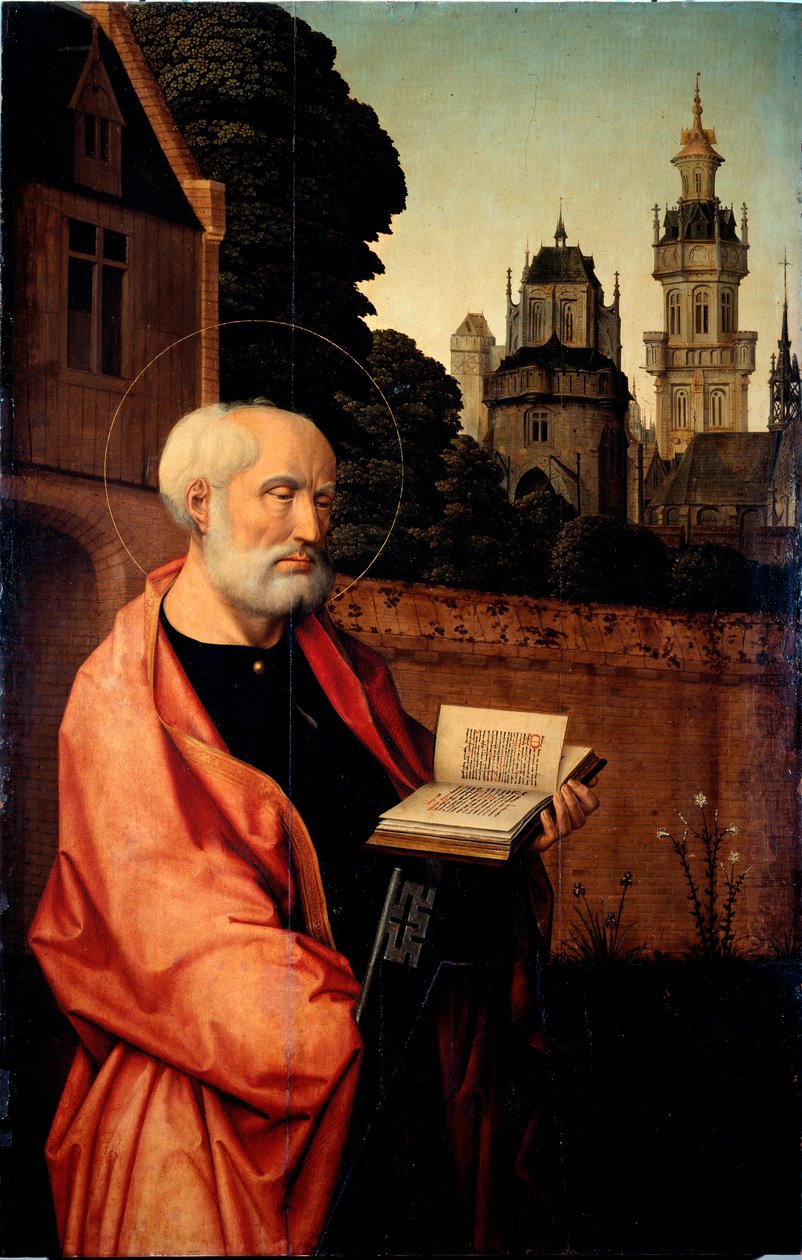 Saint Pierre Detail. Painting on wood by Jan Provost (ca. 1465-1529) Dim. 140x90 cm Genes, Galleria di Palazzo Bianco 作者 扬二世教务长