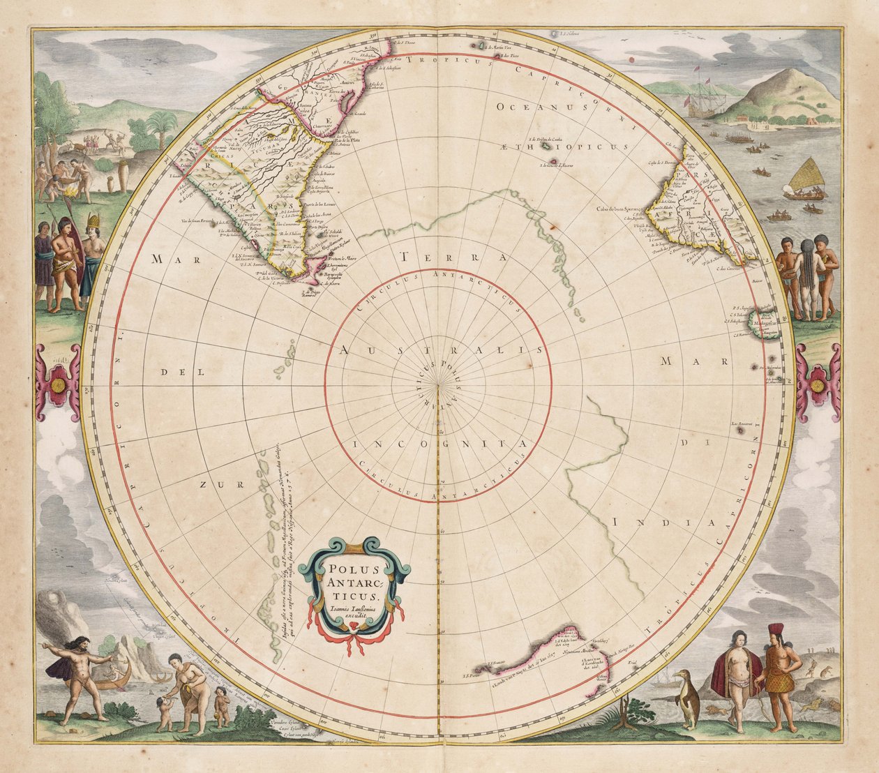 1657 年地图 Polus Antarcticus 作者 扬·詹森纽斯（Jan Janssonius）