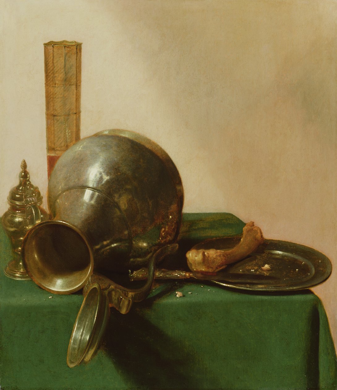 静物与翻倒的水罐，c.1632-37 作者 Jan Jansz。 uyl
