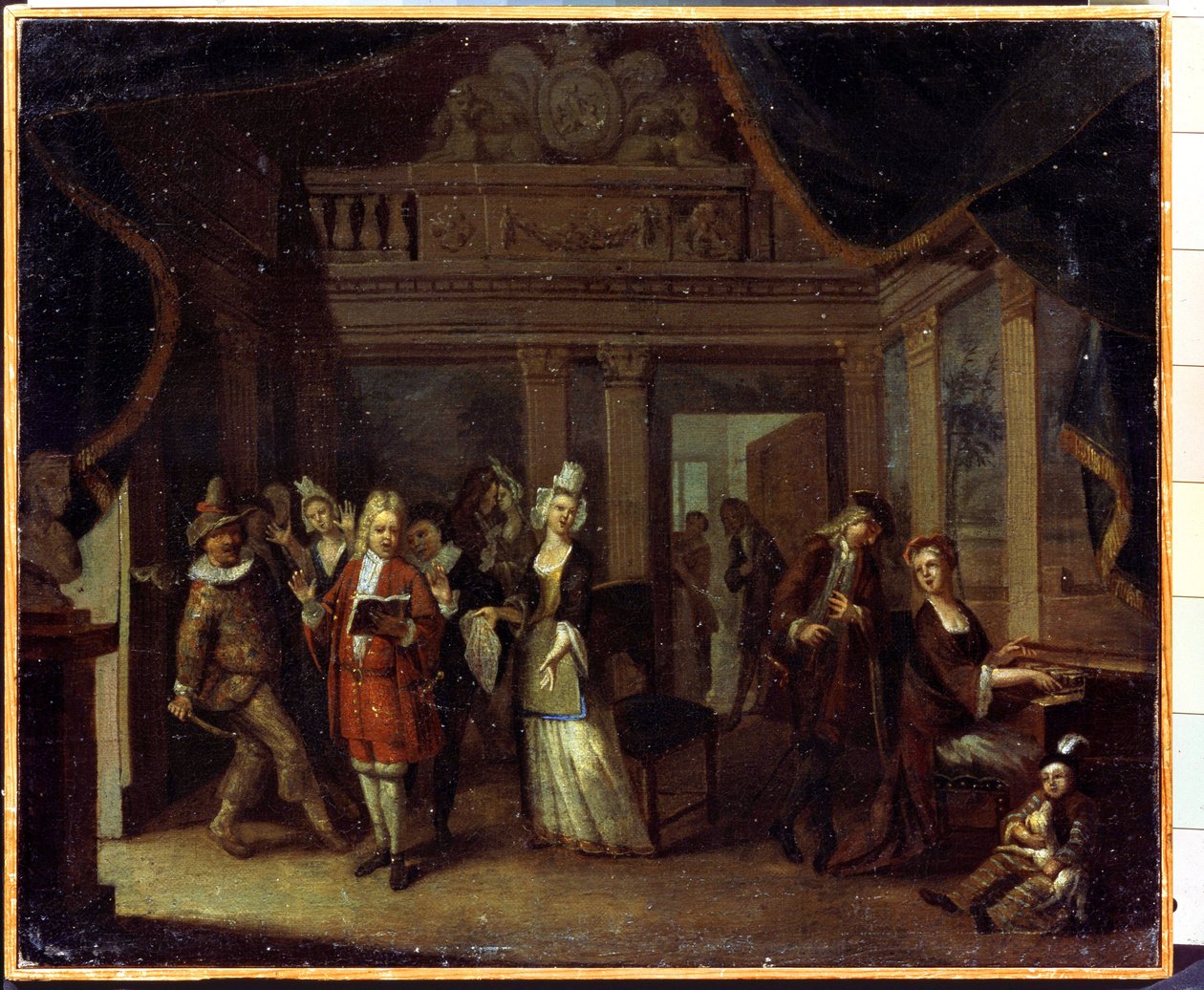 私人音乐会。家庭音乐会。老约瑟夫-霍雷曼斯（Jan Josef Horemans the Old，1682-1759 年）的画作。弗拉芒艺术，洛可可风格。布面油画。俄罗斯谢尔普霍夫国家历史艺术博物馆。 作者 霍曼兄弟长约瑟夫