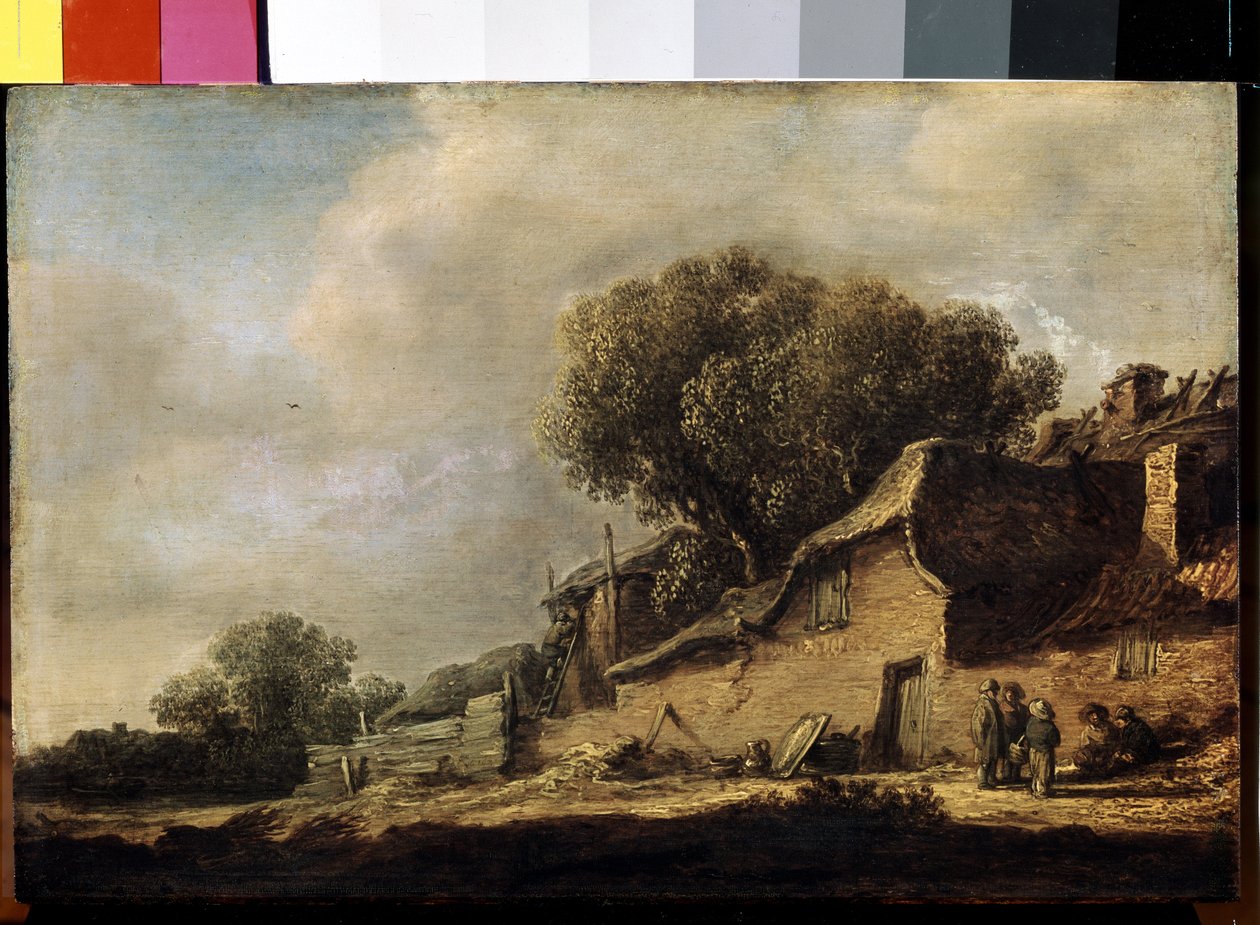 "有农舍和橡树的风景画 扬-约瑟夫-凡-戈扬（1596-1656 年） 1634 年 尺寸：87x105 厘米 圣彼得堡艾尔米塔什博物馆 作者 扬·约瑟夫斯·范·高恩