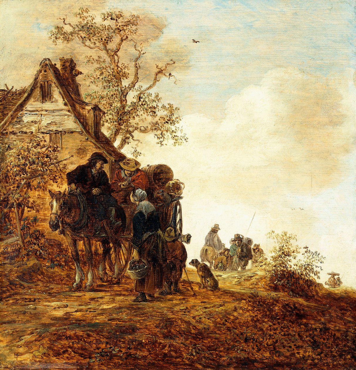小屋里的农民，手推车里的简·约瑟夫，1651年 作者 扬·约瑟夫斯·范·高恩