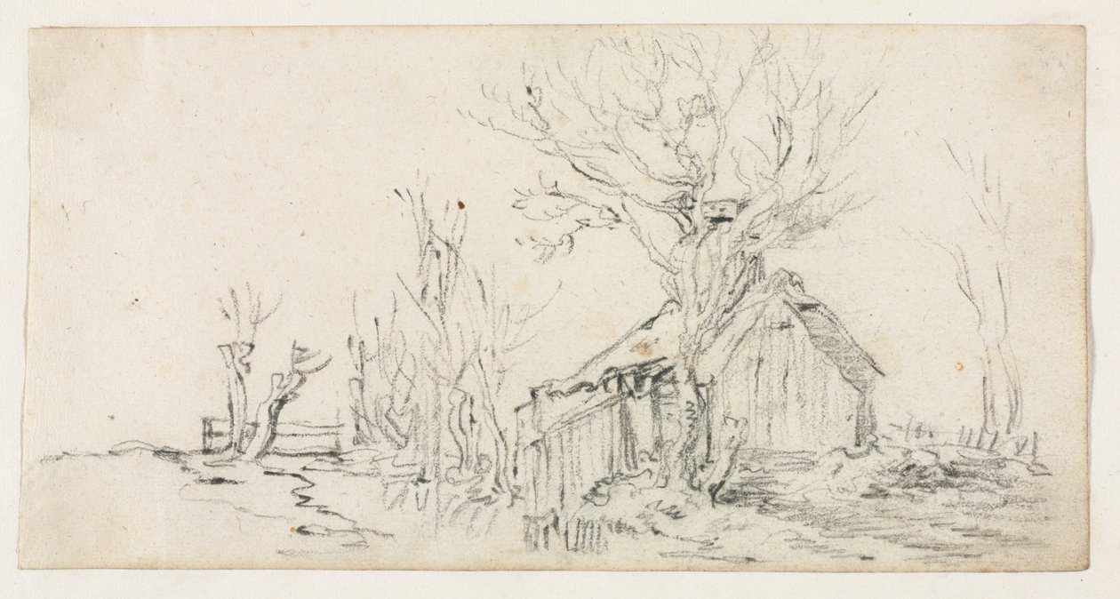 带有小屋的景观草图，c。 1630。 作者 扬·约瑟夫斯·范·高恩