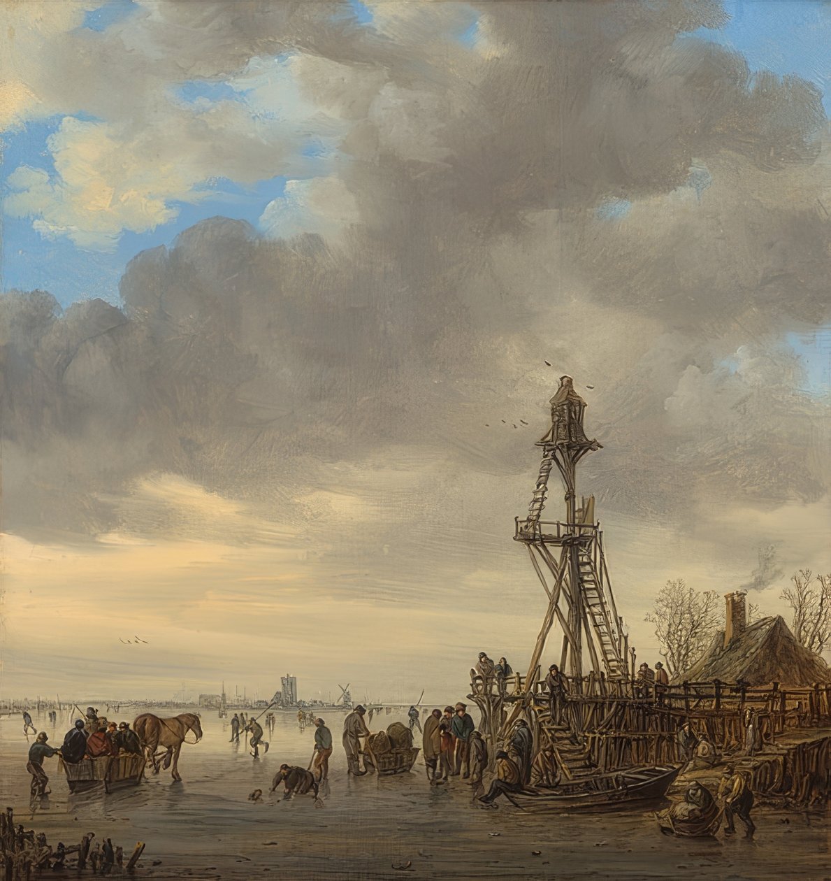 与观察塔的冬天风景。 1646 作者 扬·约瑟夫斯·范·高恩