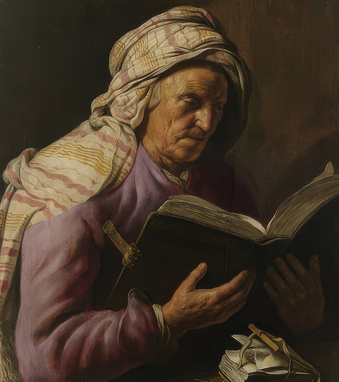 读老妇。 1626-33 作者 扬·利文斯（Jan Lievens）