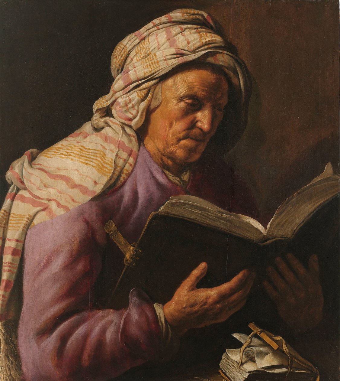 老妇人读书 作者 扬·利文斯（Jan Lievens）