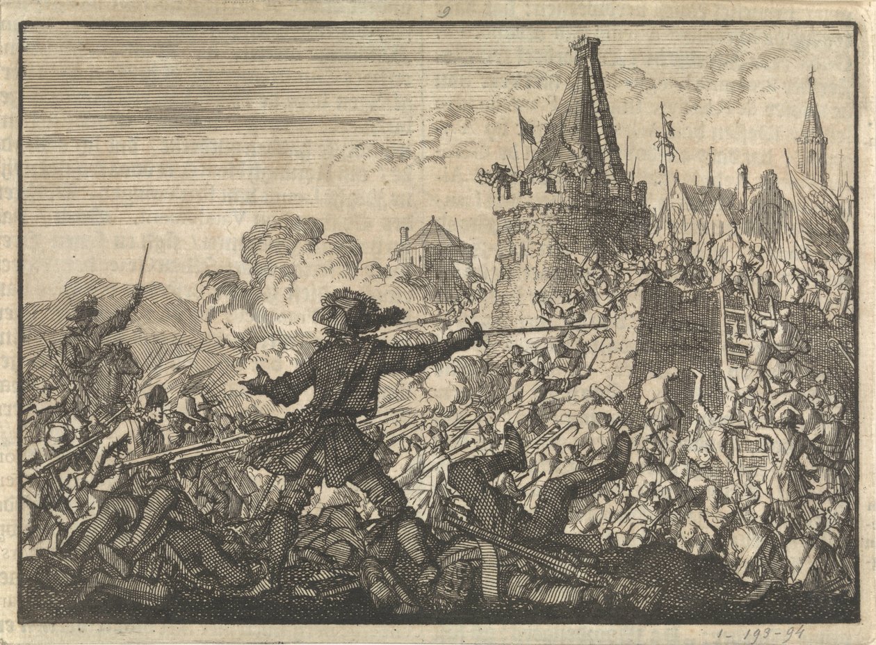 1574 年，胡格诺派对利夫隆城墙的进攻被击退 作者 扬·路肯（Jan Luyken）