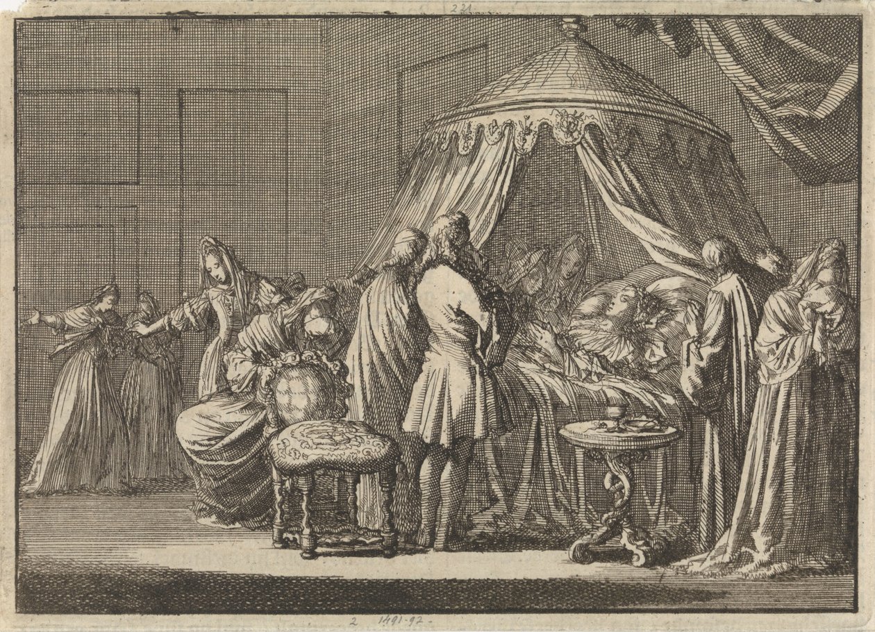 英格兰斯图亚特女王玛丽二世逝世，1695 年 作者 扬·路肯（Jan Luyken）