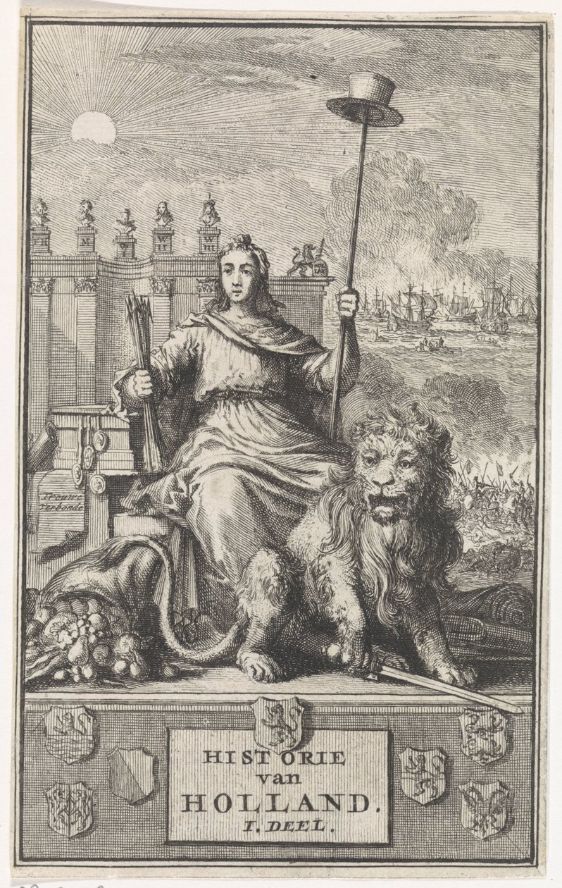 荷兰处女
扉页：F. de la Neuville, Historie van Holland dl.I, 1704 作者 扬·路肯（Jan Luyken）