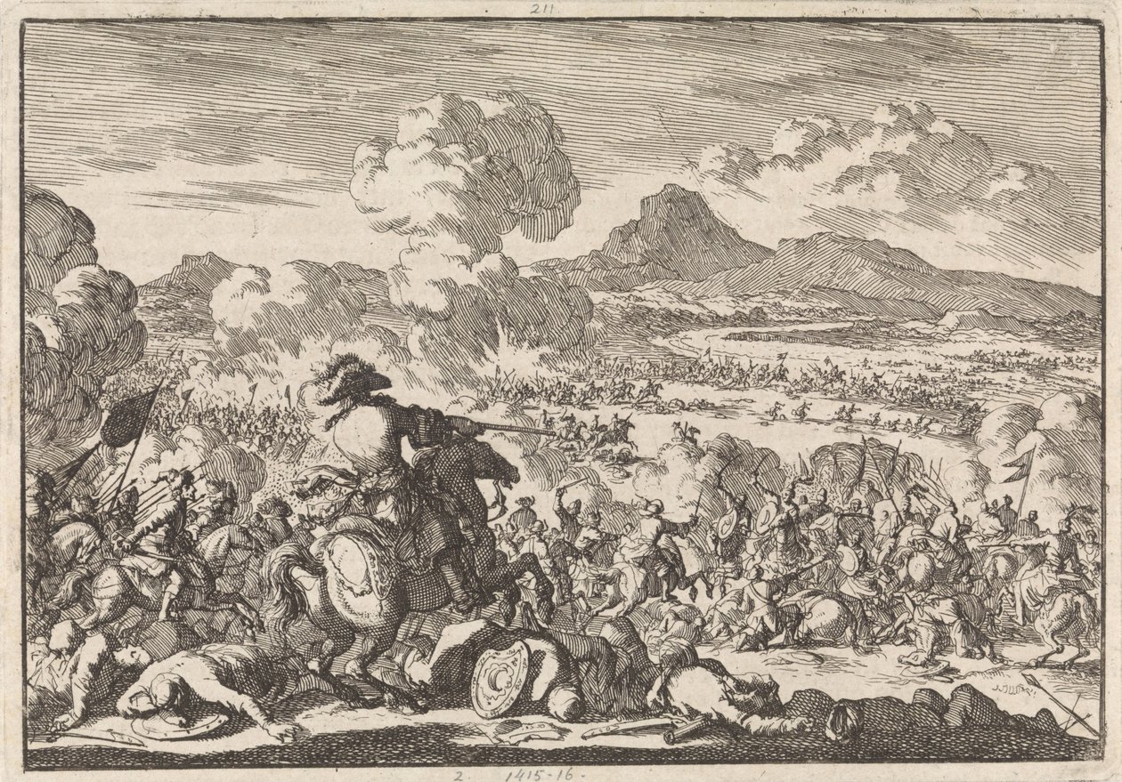欧根纽斯王子在蒂萨河上战胜土耳其人，1697 年 作者 扬·路肯（Jan Luyken）