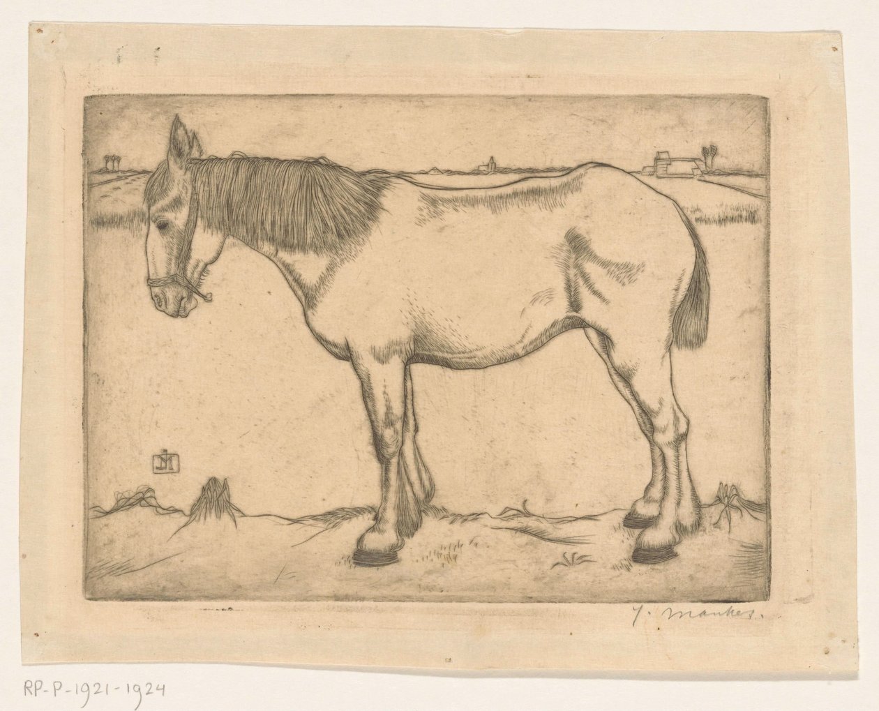Paard 作者 扬·曼克斯（艺术家签名）