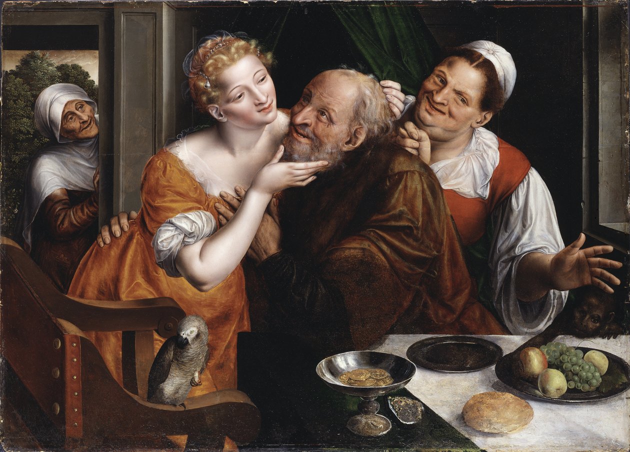 Le couple mal assorti - The Ill-matched Couple, by Massys (Matsys), Jan (1510-1575). Oil on wood 作者 扬·马西斯（Jan Massys）
