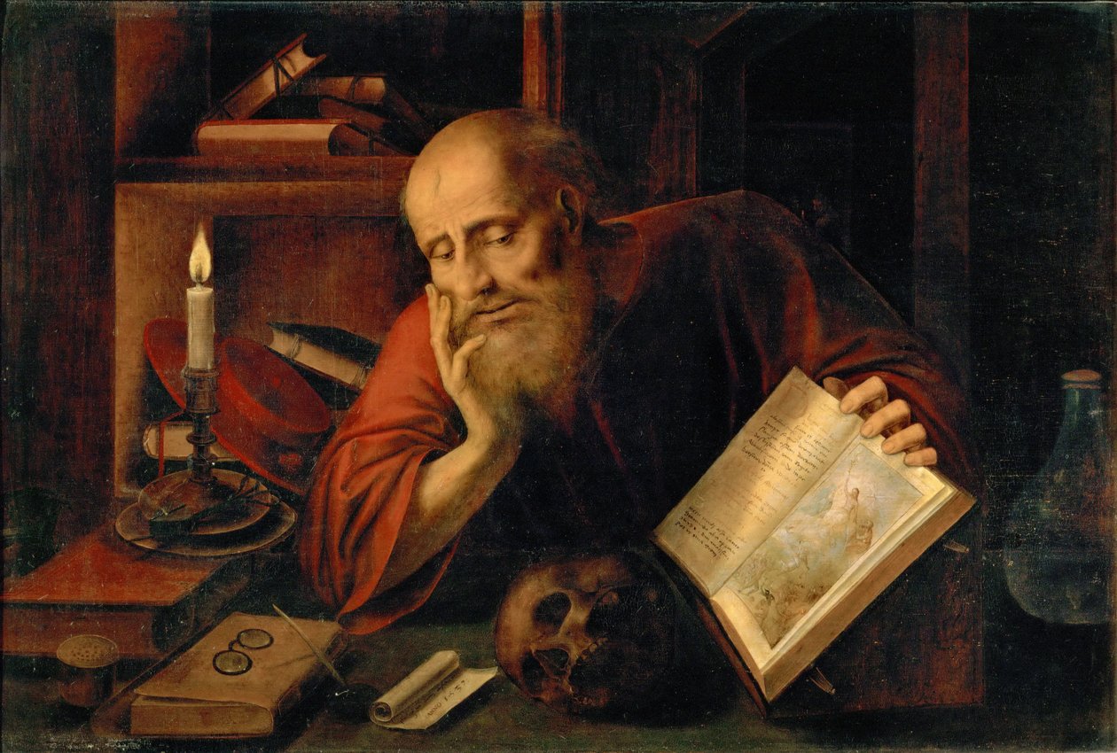 Saint Jerome, by Massys (Matsys), Jan (1510-1575). Oil on wood 作者 扬·马西斯（Jan Massys）