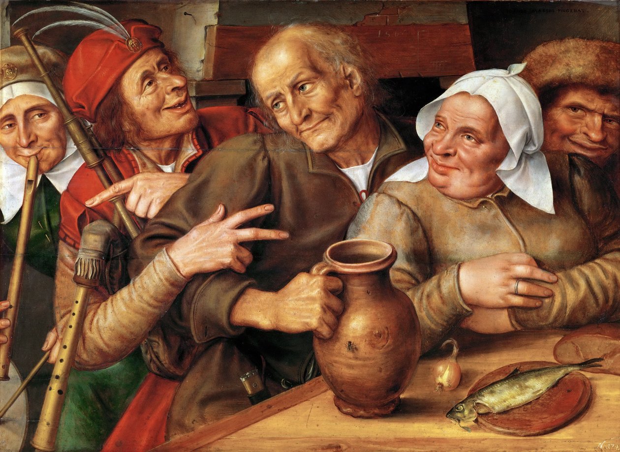 Une joyeuse compagnie - A Merry Company, by Massys (Matsys), Jan (1510-1575). Oil on wood 作者 扬·马西斯（Jan Massys）