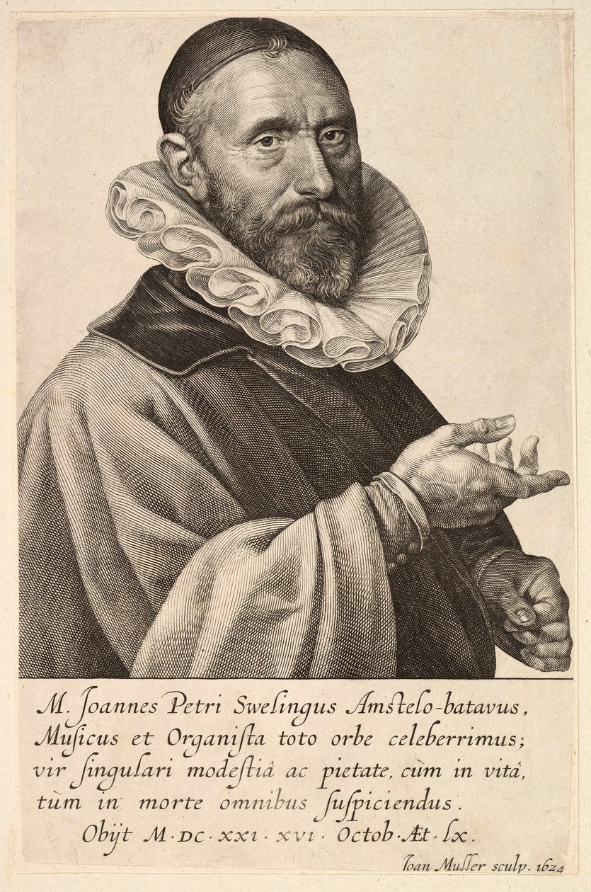 Jans Pietersz Sweelinck的画像，出版。1624. 作者 简·穆勒