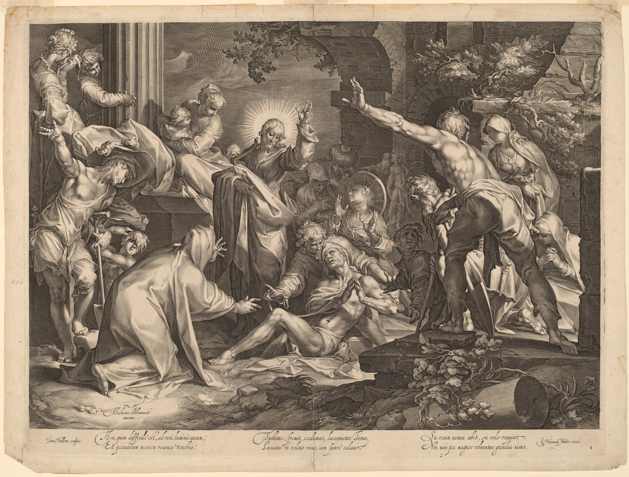 拉撒路的复活 作者 扬·穆勒（Jan Muller），仿照亚伯拉罕·布洛马尔特（Abraham Bloemaert）