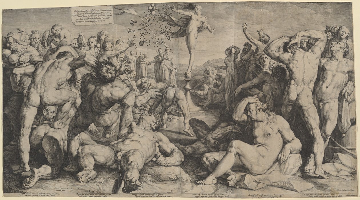 财富分配她的礼物 作者 Jan Muller，在 Cornelis Cornelisz van Haarlem 之后