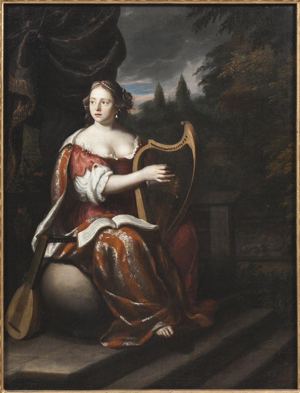 Femme jouant de la harpe - 弹奏竖琴的女士，由Mijtens (Meytens), Martin van, the Elder (1648-1736)创作。布面油画。尺寸：78x60厘米。斯德哥尔摩国家博物馆 作者 Jan Mytens或Mijtens