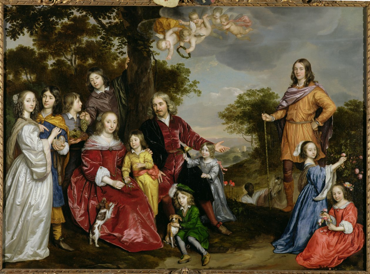 肖像W. van der Kerckhoven和他的家人，1652年 作者 Jan Mytens或Mijtens