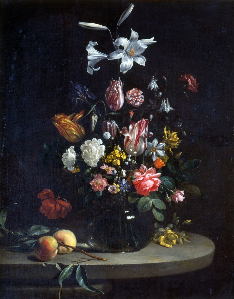 Still life: Bouquet of flowers, in a glass vase 作者 简·奥利斯