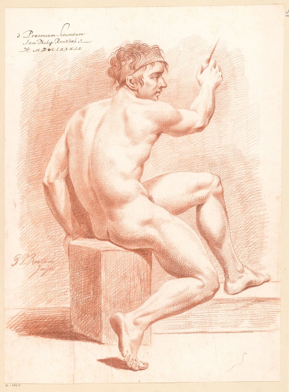 坐着的男性裸体，从后面看（二等奖 1789） 作者 Jan Philip Reuthel Jr.