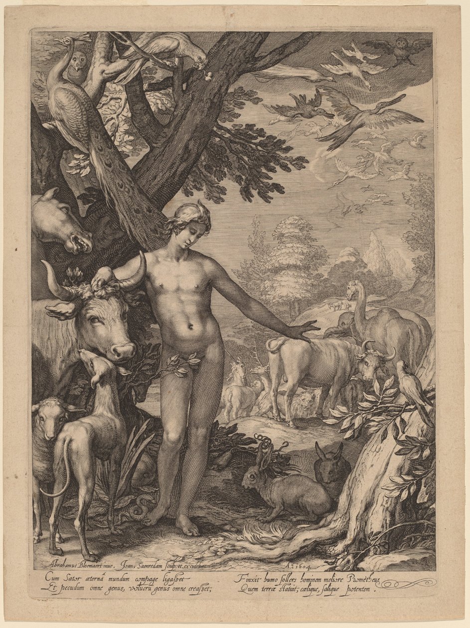 亚当给动物起名字 作者 Jan Pietersz Saenredam 在 Abraham Bloemaert 之后